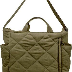 Quilted Nylon Crossbody Bag for Women Large Multi-Pockets Tote Perfect for Daily